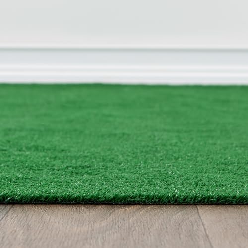 Rugshop Artificial Grass Indoor Outdoor Runner Rug, Lightweight Synthetic Turf with Rubber Backing, Easy to Clean Polypropylene Lawn Mat for Patio, Balcony, Deck, 2'7" x 8' Green - size: 2'7" x 8' (Rectangular)