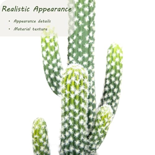 Nafresh Tall UV Resistant Faux Cactus Plant in Brown Woven Planter, 25in Realistic Texture Tall Fake Plant, Artificial Cactus Indoor Outdoor for Home Office Living Room Bedroom Porch Decor, 2 Pack - size: 25in - 2pack