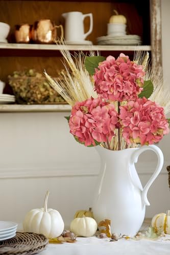 Hollyone 3Pcs Pink Hydrangea Artificial Flowers Faux Dried Touch Hydrangeas Silk Flowers with Stems Fake Florals Flower for Home Wedding Table Centerpiece Vase Arrangements Decorations - color: Pink - Dried Hydrangea