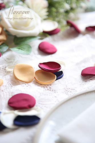 Floroom 300pcs Rose Petals Burgundy Navy Faux Silk Flower Petals for Wedding Flower Girl Basket Aisle Runner Scatter Dinner Table Centerpieces Party Confetti Bridal Shower Romantic Night Decoration - color: Noble Burgundy, size: 300pcs