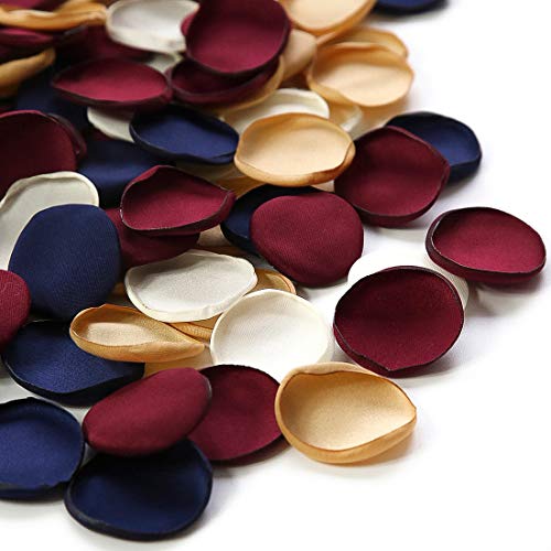 Floroom 300pcs Rose Petals Burgundy Navy Faux Silk Flower Petals for Wedding Flower Girl Basket Aisle Runner Scatter Dinner Table Centerpieces Party Confetti Bridal Shower Romantic Night Decoration - color: Noble Burgundy, size: 300pcs