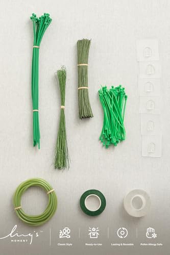 Ling's moment DIY Tools Set for Wedding, 7 Kinds of DIY Accessories Include Artificial Flower Stems Iron Wire Adhesive Hooksand Floral Tape Double Sided Tape Recyclable Cable Ties and Tubing