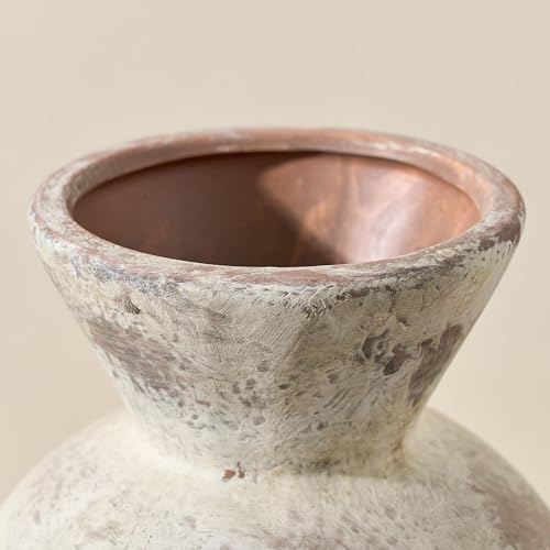 7" Ceramic Vase for Home Decor, Decorative Terracotta Farmhouse Rustic Vases for Living Room Kitchen Bedroom Bathroom Entryway Mantel Table, Pottery Vases for Pampas Grass Dried Fresh Flowers - color: Natural Brown- 7"
