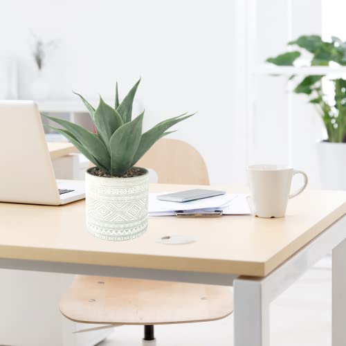 Artificial Potted Plants, 13.8" Artificial Succulent Fake Aloe, Large Faux Aloe Plant in Pot for Home Office Room Bedroom Kitchen Garden Decor (Grey)