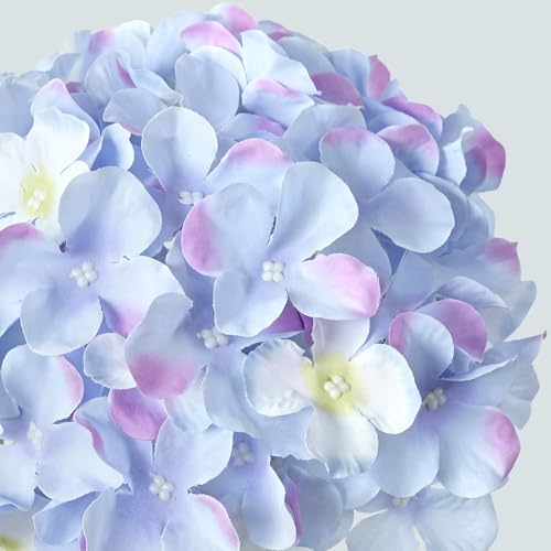 JINWOE Silk Hydrangea Artificial Flowers, 5Pcs 20Inch Large Lifelike Silk Artificial Hydrangeas, Full Fake Flowers for Bouquet Table Centerpieces Wedding Indoor Home (Taro Purple) - color: Taro Purple