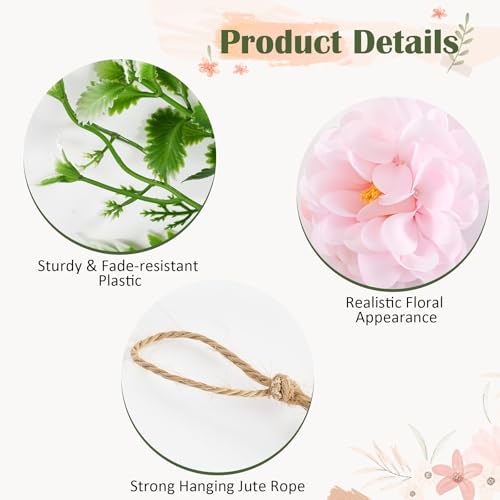 ACOCO 12 Pcs 72FT Artificial Wildflower Garlands, Faux Silk Hanging Flower Vines with Jute Rope & Green Leaves, 3 Styles Fake Floral Garland for Garden Home Decor