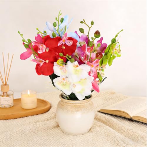 uxcell 2 Pcs Artificial Phalaenopsis Fake Flowers, 12 Inch Real Touch Artificial Floral Fake Bouquet for Wedding Bride Shower Gift Home Decor DIY Crafts, Purple - color: Purple, size: 12 Inch