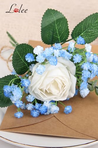 LELEE 30 PCS Baby's Breath Artificial Flowers - Blue Small Babys Breath Flowers - Real Touch Fake Gypsophila Bouquets for Wedding Decor, Party Arrangements, Home Decoration, DIY Crafts - color: 30pcs Small Flower Blue