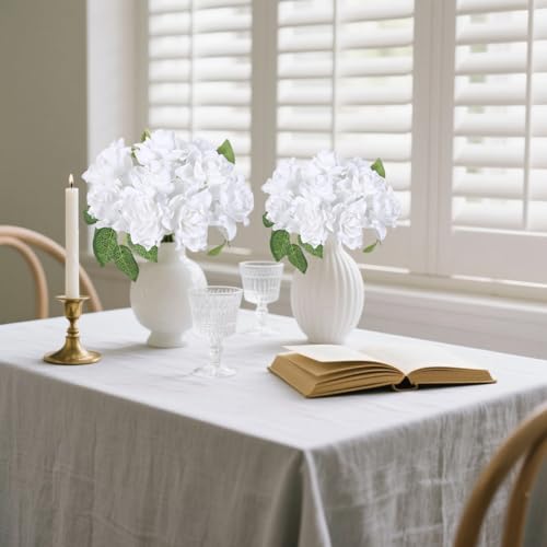 IPOPU 25PCS Gardenia Flowers Artificial 3.15’’ Foam Fake Rose Heads White Faux Gardenia Flowers with Stems for Wedding Bouquet Bridal Shower Party Home Floral Arrangements(White) - color: White