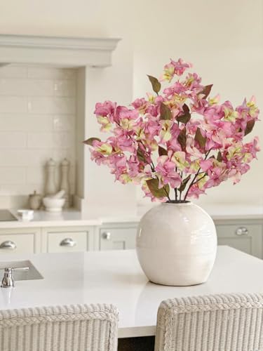 Briful Bougainvillea Artificial Flowers 5 Pack 27.5" Fake Bougainvillea Floral Stems Realistic Silk Flower Arrangements for Home Weddings Parties Table Vase Centerpiece Decor(Old Pink) - color: Pink