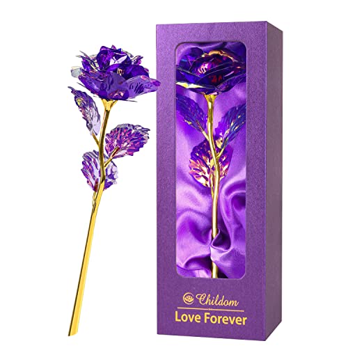 Childom Mothers Day Rose Gifts for Mom,Birthday Gifts for Women,Mothers Day Flowers Gifts for Mom from Daughter Son,Purple Artificial Flowers Gift for Wife,Grandma,Christmas,Valentines,Anniversary - color: Colorful Purple