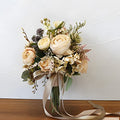 Artificial Wedding Bouquet for Brides Bridesmaid Holding Flower with Greenery Artificial Fabric Rose Wedding Flower Bridal Toss (Champagne) - color: Champagne