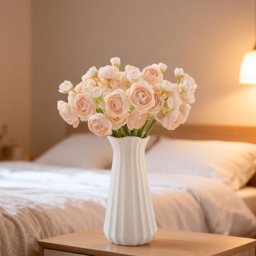 24 Stems Artificial Ranunculus Flowers - 96 Bloom Faux Silk Ranunculus Bouquet for Wedding Decorations, Home Décor, Holiday Arrangements & Large Event Centerpieces (Champagne) - color: Champagne