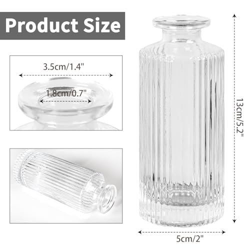 Glass Bud Vases Set of 20, Living Bud Vases, Small Bud Vase in Bulk, Mini Flowers Vases for Centerpiece, Vintage Decorative Vase Set for Table Decorations, Wedding Reception, Home Decor (Clear) - color: Clear