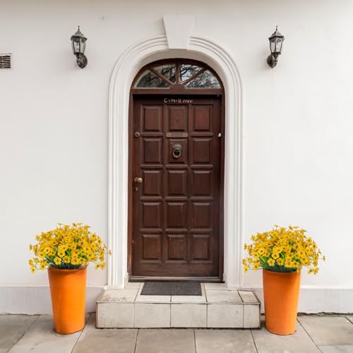 21 Bundles Outdoor Artificial Flowers UV Resistant Fake Silk Flowers No Fade Faux Plastic Plants Garden Porch Window Box Decoration(Yellow) - color: Yellow