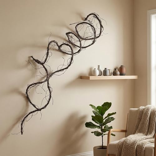 118" Flexible Medium Artificial Fake Reptile Climb Plants Tree Branches Twigs Cherry Blossom Cane Wall Hanging Wreath Fall Tree Trunk Stem GrapeVines Garland Garden Halloween Jungle Mantel Decoration - size: Medium