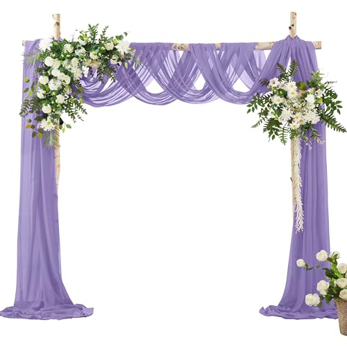 VACVELT Wedding Arch Draping Fabric, Lilac Chiffon, 2 Panels Sheer Drapes, 30 Inch x 20ft Chiffon Backdrop Curtain, Outdoor Sheer Drapery for Ceremony Party Ceiling - color: Lilac, size: 2 Panels