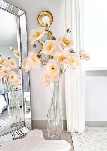 Poppy Silk Flowers,6PCS Fake Poppy Flowers 41.3in Long Stem Poppies Flowers for Tall Vase Wedding Party Home Decor(Champagne) - color: Champagne
