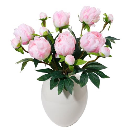 ucky 6PCS Pink Peonies Artificial Flowers, Realistic 2 Heads Silk Peonies with Stems & Buds, 17.51" Faux Peony Bouquets for Wedding Centerpieces DIY Home Table Vase Decor - color: Pink