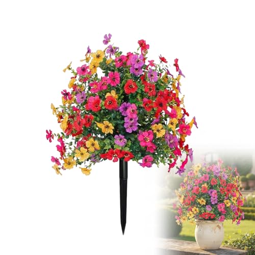 SakerPlus Artificial Petunias with Ground Stake, 22" Outdoor Faux Flowers for Garden, Yard, Planter and Porch, Lifelike Decorative Flowers for Indoor Outdoor Home Decor (1 Pack) - color: 1 Pack