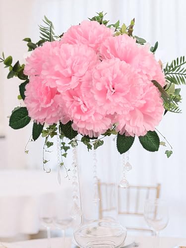 108pcs Carnation Head Flowers with Stem, Pink Artificial Flowers Carnations, 3.5" Silk Carnation Fake Flower for Funeral Arrangements Wedding Bouquets Centerpieces Cemetery Wreaths Grad Party Decor - color: Pink