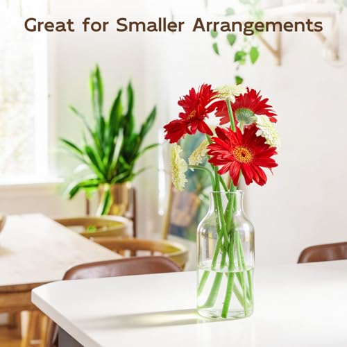 Clear Glass Vase, Small Glass Flower Vase, 7.6 inch Mini Vase for Home, Wedding, Living Room, Dining Table - size: 3.5"W x 7.6"H