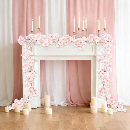 Artificial Flowers Garland Cherry Blossom Garland Silk Cherry Blossom Vines Hanging for Wedding Party Sakura Cute Spring Decor (Cherry Pink, 4PCS) - color: Cherry Pink, size: 4PCS
