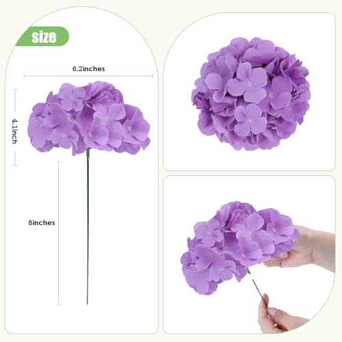 AVIVIHO 65pcs Lavender Fake Flowers Hydrangea Artificial Flowers Bluk (Not Squished, No Steaming Need) Hydrangeas Silk Flowers with Stems for Home Weddings,Table Centerpieces,Party Arch Decorations - color: Lavender, size: Medium
