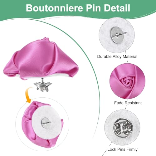 M METERXITY 16-Pack Lapel Pin for Men, Handmade Flower Brooch Button Pins for Men Suits, Formal Boutonnieres for Wedding/Groom/Corsage - color: Purple