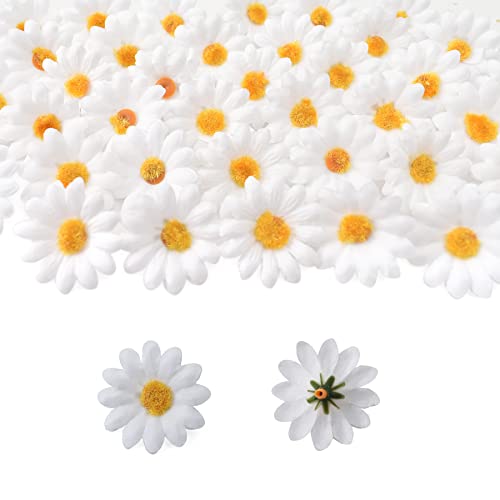 Artificial Daisy, 200PCS Silk Daisy Heads Fake Fabric Gerbera, 1.57 Inch Floral Head for DIY Easter Eggs Beach Bonnet Craft Wedding Home Decoration - color: White, size: 200PCS