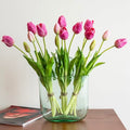 Artificial Tulips Flowers,Latex Bouquet, Fake Tulips,Spring Wedding Home Room Table Centerpiece Decor - color: 15pcs Peachblow(no Vase)