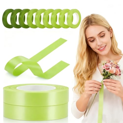 12 Rolls Floral Tape 1/2 Inch x 20 Yards - Fruit Green Self-Sealing Adhesive Wrap for DIY Flower Stems, Eternal Roses, Bouquets, and Art Craft Projects - color: 12 Rolls Fruit Green