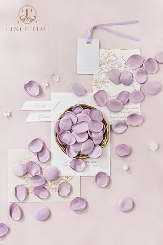 TINGE TIME 200pcs Silk Rose Petals Lavender Flower Petals for Wedding, Flower Girl Basket, Aisle Runner, Romantic Dinner Centerpieces, Proposal, Party Confetti - color: Lavender
