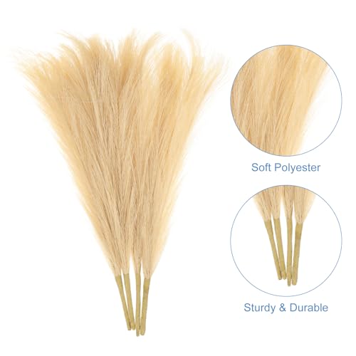 uxcell 4pcs Faux Pampas Grass 17 Inch 6 Stem Artificial Fake Dried Pampas Grass Decor for Floor Vase Filler, Wedding Decoration, Home Decoration, Light Coffee - color: Light Coffee