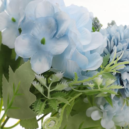 Artificial Peony Bouquet Faux Floral Decorations 7-Branch Purple Hydrangea Stem Silk Flowers for Home Table Centerpiece Wedding Party Decor