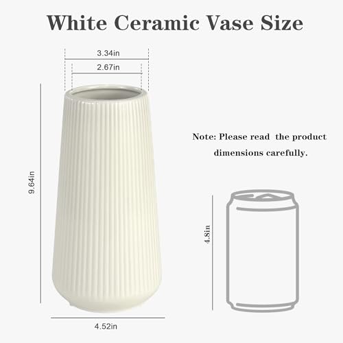 Beige Ceramic Vase, GUKJOB Cute Flower Vase for Pampas Grass, Home, Living Room, Dining Table, Farmhouse, Office Decor, Bedroom, Table, and Kitchen Shelf (XL Beige) - color: XL Beige