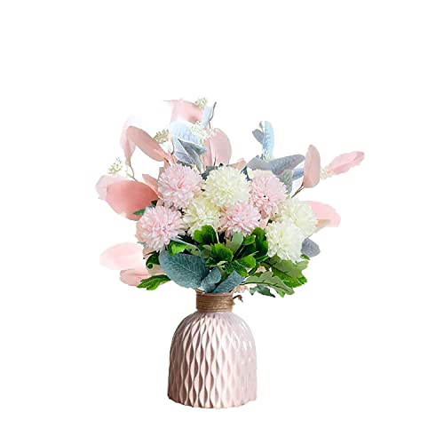 Artificial Flowers with Vase Flower Arrangements for Home Decoration - color: Pink