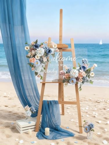 Artificial Flowers Box Blue Pink Silk Fake Rose for DIY Wedding Bridal Bouquets Cake Floral Arrangement Table Centerpieces Baby Shower Birthday Party Home Decor - color: Blue