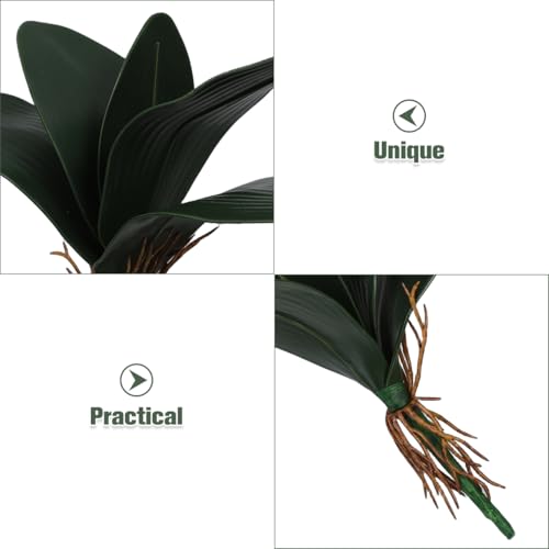ARTIBETTER 3 Pcs Artificial Phalaenopsis Orchid Leaf Stems with 5 Green Leaves Each Eva Foam for Home Office Party Decoration