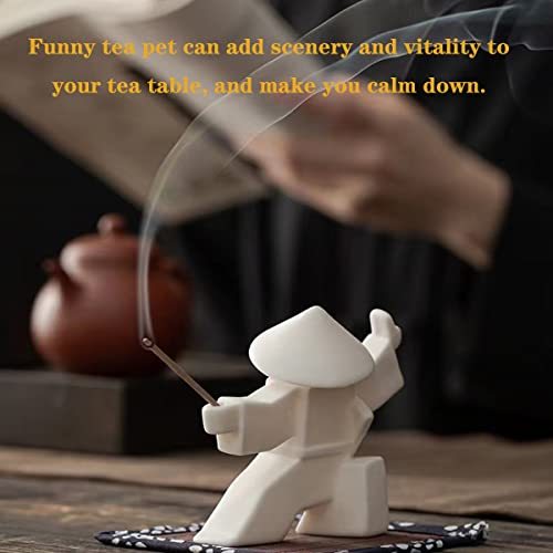 LYART Samurai Statue Decor Japanese Warrior Decor Children's Room Statues, Kongfu Tea Pet Decoration, Incense Holder for Stick Burner(White2 and Green2) - color: Whiteb and Greenb
