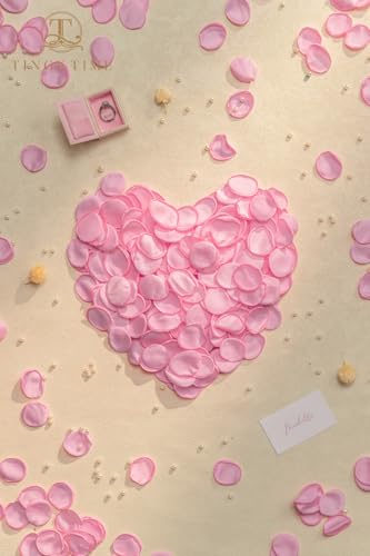 TINGE TIME 200pcs Silk Rose Petals Pink Flower Petals for Wedding, Flower Girl Basket, Aisle Runner, Romantic Dinner Centerpieces, Proposal, Party Confetti - color: Pink