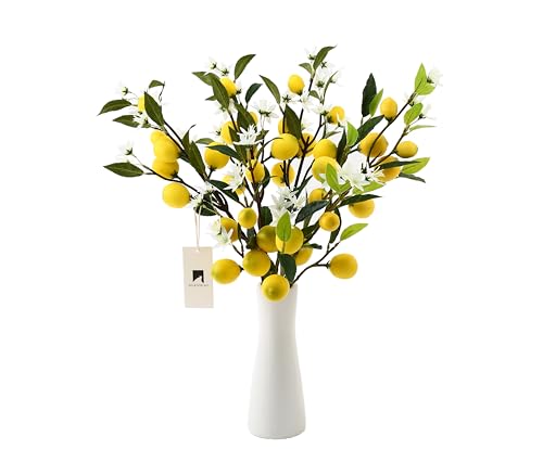 6 Pcs of simulated flowers. 23 inch simulated lemon flowers Suitable for both indoor and outdoor use Office decoration Restaurant decoration Festivals Gathering and other occasions - size: 23