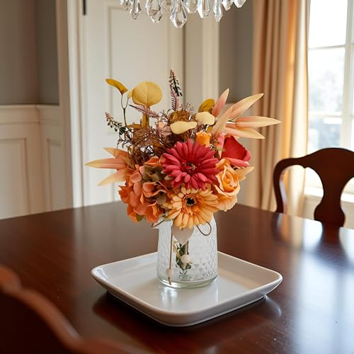 Autumn Artificial Flower Bouquet in Vase, Fall Silk Flower Arrangement, Faux Floral Centerpiece for Home Decor, Table Centerpiece for Autumn, Living Room Office Decoration - color: Fall