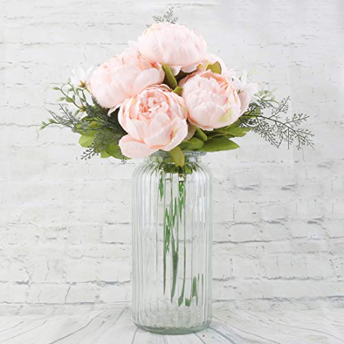 Silk Peony Bouquet Vintage Artificial Peonies Flower for Home Wedding Party Decor (1pcs, Peach Pink) - color: Peach Pink