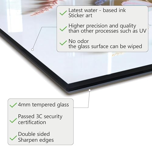 DAIFURONGE Butterfly Tempered Glass Backsplash for Kitchen, 30" x30'' | Frameless,Easy to Clean - size: 30"L x 30"W