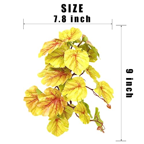 Reptile Plants for Terrarium, Amphibian Habitat Decor Artificial Hanging Plants with Suction Cup - Fake Heuchera Micrantha Yellow - color: Fake Heuchera Micrantha Yellow