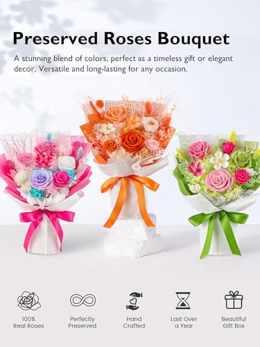Eterfield Flowers for Delivery Prime, Mother's Day Forever Flowers Bouquet, Preserved Hotpink Roses Birthday Gifts for Her Women Wife Mom Grandma Anniversary Valentines Day Christmas - color: Hot Pink