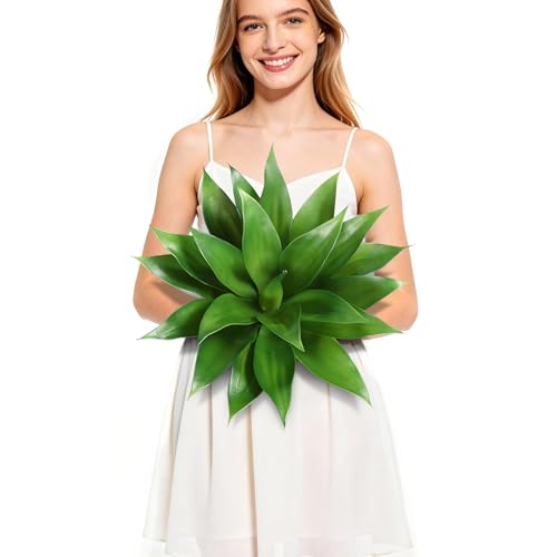 Wertuirk 18 Inch Artificial Agave Plant, Realistic Faux Succulents with Vibrant Color, UV Resistant & Low Maintenance Fake Plants for Indoor Outdoor Home, Garden, Patio, Office Decor (Green, Medium) - color: Green, size: Medium