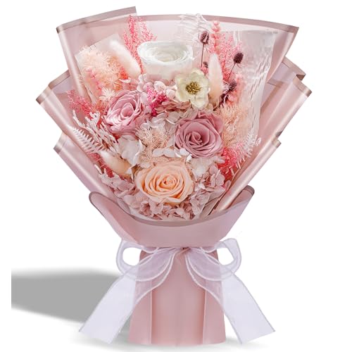 Bonsion Preserved Flowers Gifts for Women, Flower for Delivery, Dusty Rose Gifts fo Her, Preserved Roses Bouquets, Birthday Gifts for Grandma, Mothers Day Flowers for Wife - color: Dusty Rose