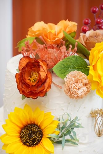 Artificial Flower Combination Box Set Artificial Flower Loose Leaves and Stems DIY Wedding Center Bouquet Bride Wedding Baby Shower(Orange Yellow) - color: Orange Yellow